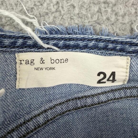 Rag & Bone Peyton Mid-Rise Bootcut Frayed Hem & Waist Blue Jeans Women's 24x30 - Picture 3 of 14